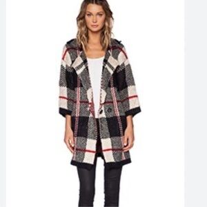 Unif revolve deco cardigan red black white plaid sweater size XS